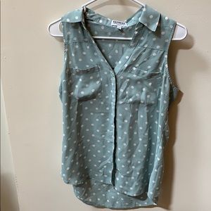 Teal blue polka dot shirt